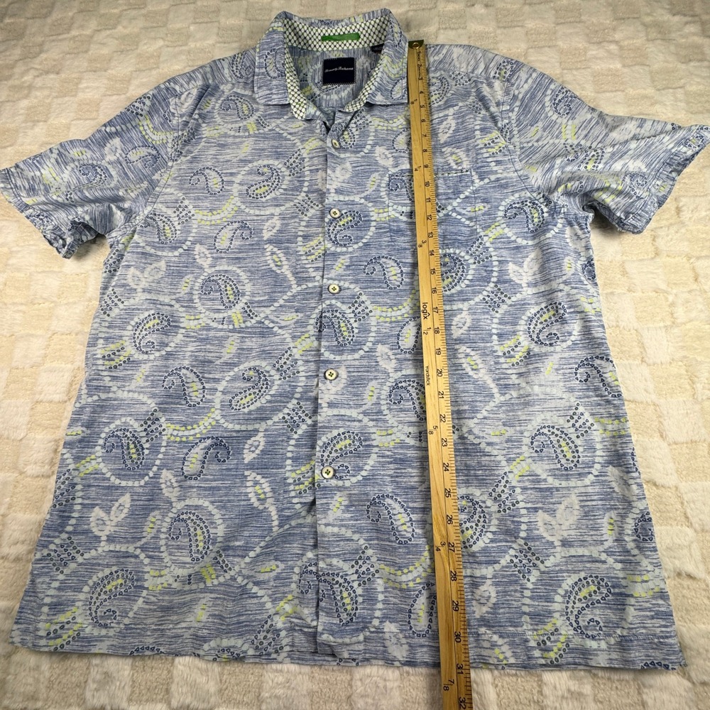 Tommy Bahama Silk Blend Blue Paisley Camp Shirt Short Sleeve Mens XL‎ - Picture 9 of 13